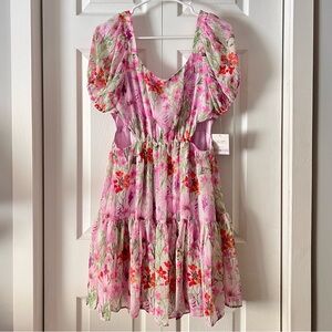 Taylor Floral Cut Out Ruffle Mini Dress